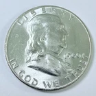 1960 D Franklin Half Dollar 90% Silver AU ABOUT UNCIRCULATED DETAILS #7859