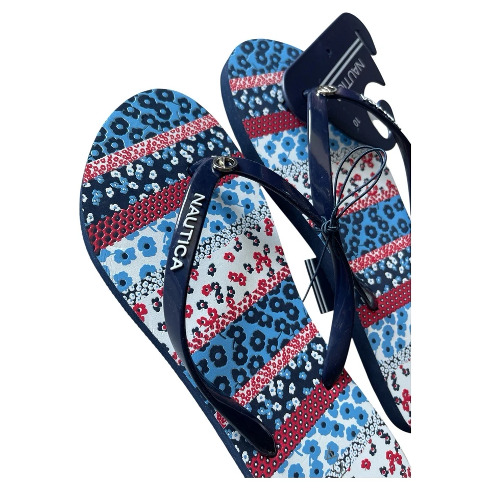 Женские сандалии Nautica стиль имя Sanford шлепанцы цветочный полоски размер 8 - Изображение 4 из 4