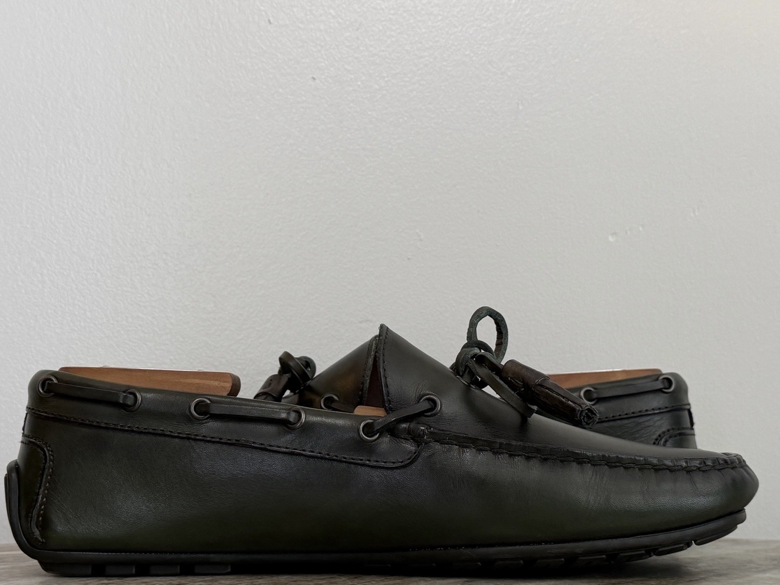 Ralph Lauren Purple Label Harold Tassel Leather Driver Loafer 8.5 US Dark Green image 4