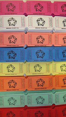 Single Star Event Party Carnival Flat Raffle Tickets Assorted Colors