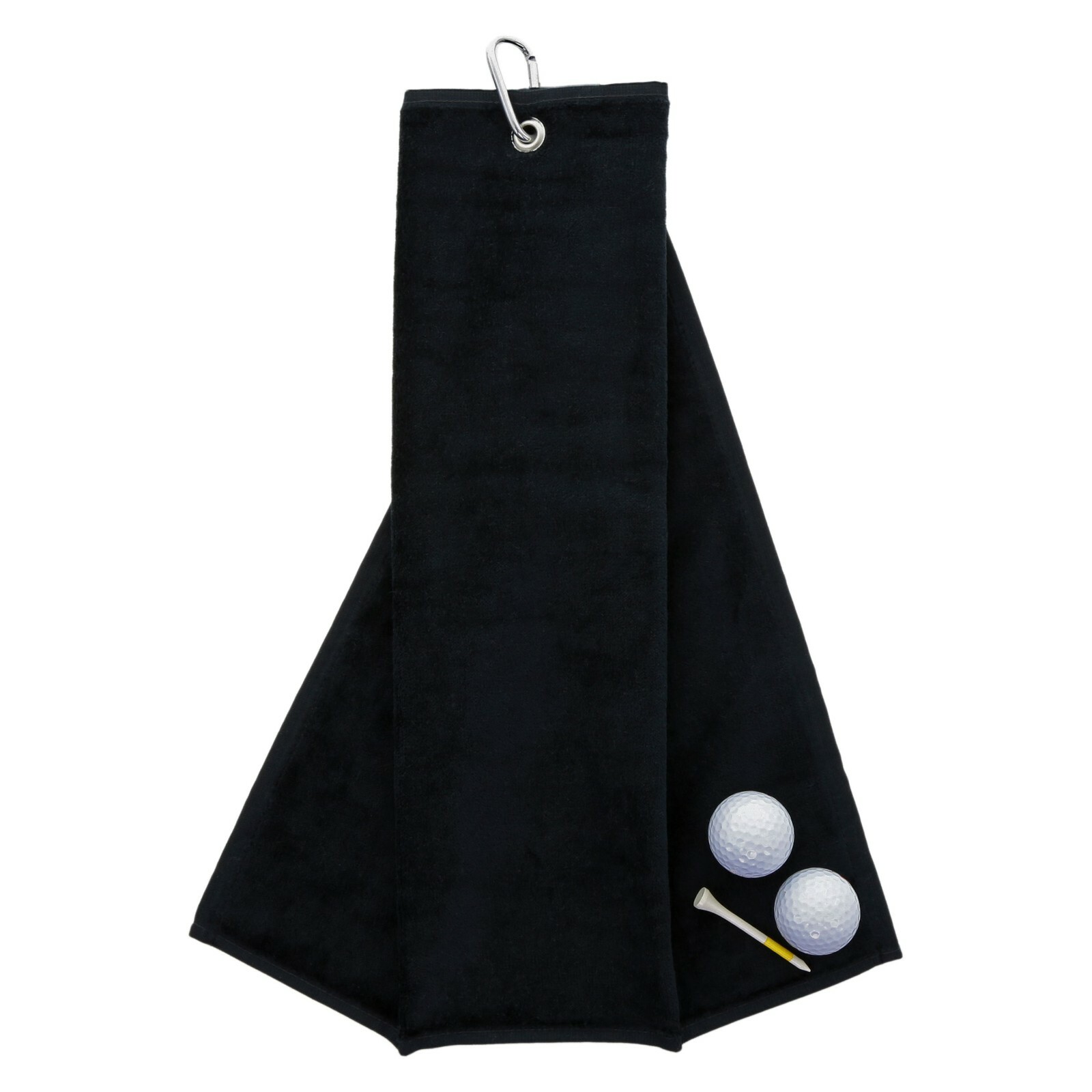 Tri Fold Velour Golf Towel With Carabiner Clip Plain Golfing Towels eBay