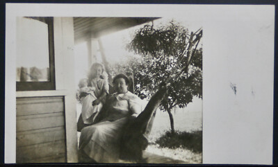 RPPC Mother & Daughter on Porch with Large Doll  CYKO  PC1978