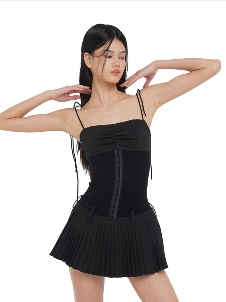 Sweet Chilling Drop Waist Pleated Mini Dress Dupe | eBay