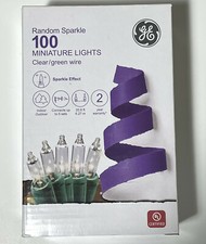 GE Random Sparkle Christmas Tree Lights 100 Clear Lights Green Wire New In Box