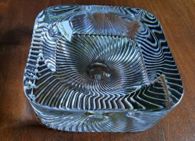 Joseph Riedel JR Crystal Art Glass Bowl Spiral Dish Paperweight Ashtray Cigar 