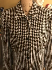 FIELD MANOR JACKET BLAZER MODERN CLASSICS BLACK WHITE HERRINGBONE WOOL BLEND 16