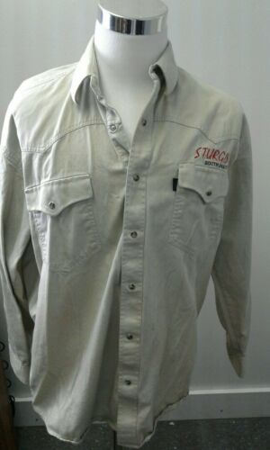 Camisa de algodón para hombre Roper Sturgis Dakota del Sur beige manga larga frontal L A2 - Imagen 1 de 6