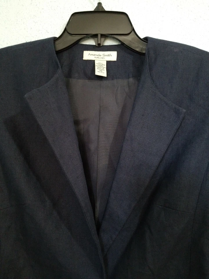 Blazer para mujer Amanda Smith de lino puro manga larga con cinturón 100 % lino.Talla 10 Foto 4 de 4