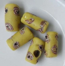 Old Venetian Yellow Tubular Eye Beads