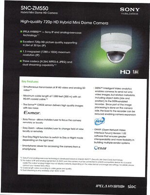 Sony SNC-ZM550 IPELA Hybrid H.264 HD Indoor Network Mini-Dome Camera