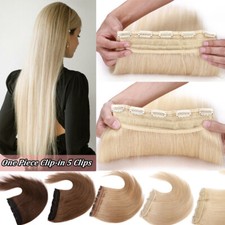 Invisible One Piece Clip In 100 Remy Human Hair Extension 3/4Full Head Long US