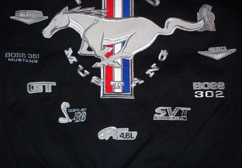 Authentic Ford Mustang Racing Jacket Mens Black Cotton Twill Authentic Ford Mustang Racing Jacket Mens Black Cotton Twill