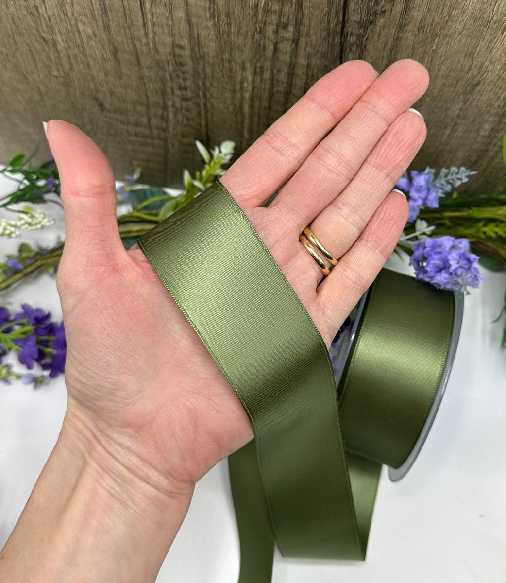 Green Gift Ribbon 2 Inch X 25 Yards, Sage Green Satin Fabric Ribbons ...