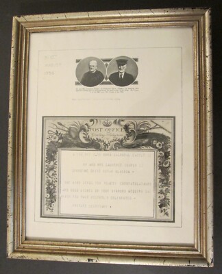 Framed SCOTTISH FIELD TELEGRAM from KING EDWARD VIII to 60th Anniversary Couple 