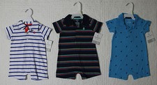 NEW CARTERS BOYS ONE PIECE ROMPER WITH COLLAR OUTFIT VARIOUS SIZES AND STYLES