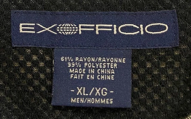 Men's XL ExOfficio Vented Shirt Long Sleeve Button Down Gray Yellow Striped Pock - Image 2 of 4