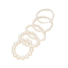 Layered Pearl Stretch Bracelets Set for Women Stackable Bracelets for Girls M...