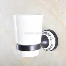 Oil Rubbed Bronze Bathroom Wall Mount Toothbrush Holder w/ Single Ceramic Cup