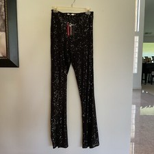 Black Flare Pants Sequined NWT Size S