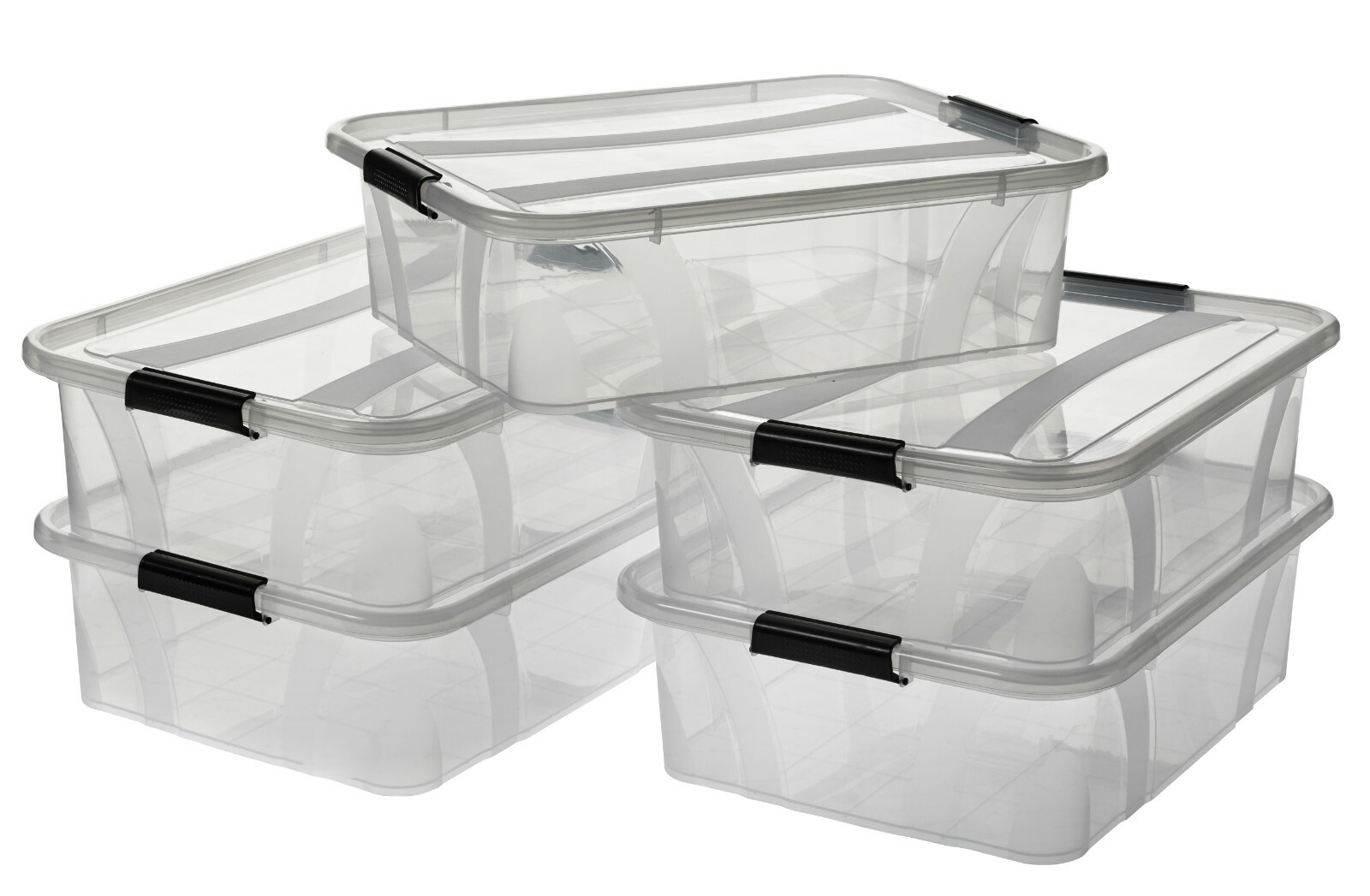 5 Stück Aufbewahrungsbox mit Deckel aus Kunststoff 7 - 80L transparent