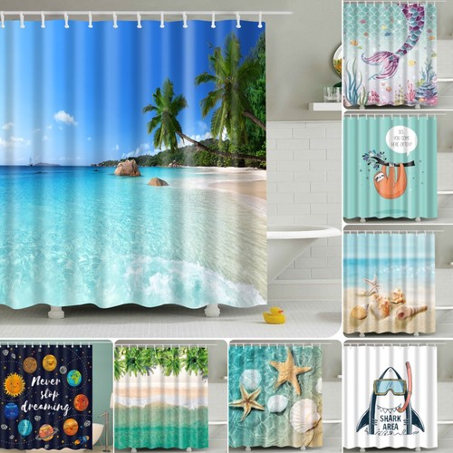 Bathroom Waterproof Shower Curtain Long Wide PEVA Curtains Mould Proof 12 Rings - Picture 3 of 36