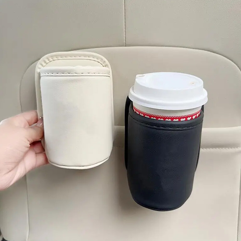 2PCS PU Leather Car Door Cup Holder Back Seat Drink Rack Storage Bin Organizer