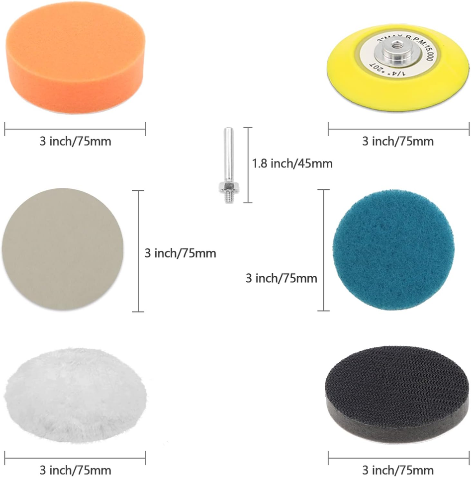 Car Headlight Restoration Kit, 3 Inch Car Polishing Sanding Discs with