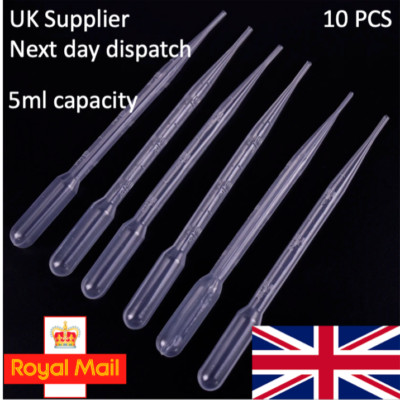 100 x 5 ml KUNSTSTOFFPIPETTEN 21 cm LANG PIPPETTE UK LIEFERANT KOSTENLOSER VERSAND