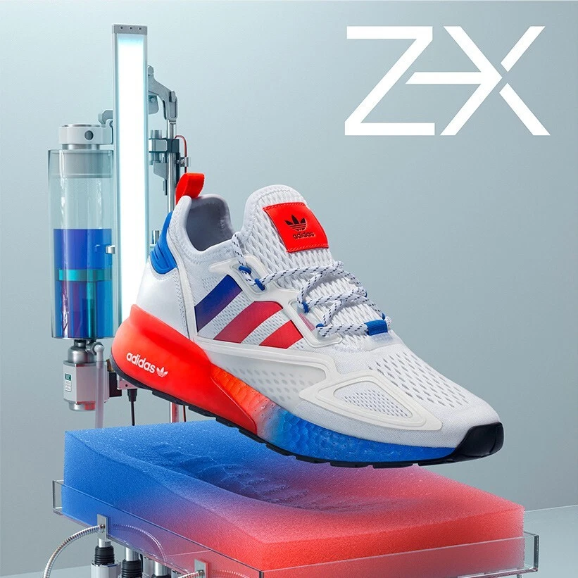 adidas Originals ZX BOOST White Red Blue Men Casual FV9996 SIZE | eBay