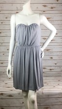 Express Strapless Dress Womens Med Gray Metallic Sweetheart Neckline Lined NEW