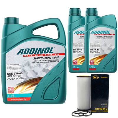 Motoröl Set ADDINOL 5W-40 Super Light 7 Liter + Ölfilter für Audi A6 A4 BMW 3er 