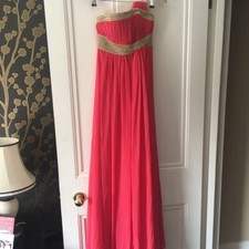 Lucy Meck Boutique Maxi Evening Party Dress Pink And Gold Bandeau Design