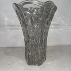 Vintage Star of David 8-1/2” Flower Vase Early American Prescut Clear Glass