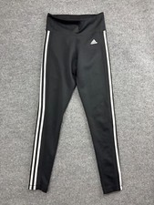 Adidas Climalite Leggings Women's Small Black White Stripe Pull On Skinny Ankle