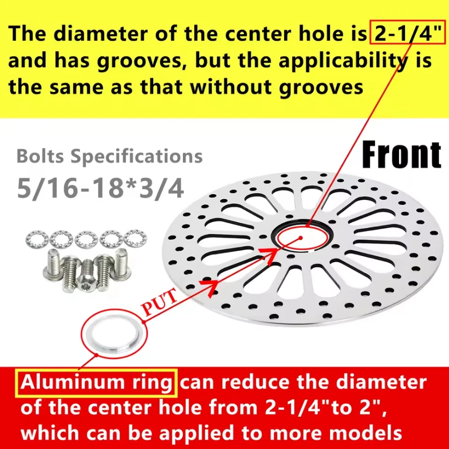 11.5" Front Brake Rotor 1pc Super Spoke High for Harley Touring Softail Foto 4 de 4