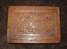 Vintage Beautiful Carved ROSEWOOD TREASURE BOX 7 x 5 x 2.5"
