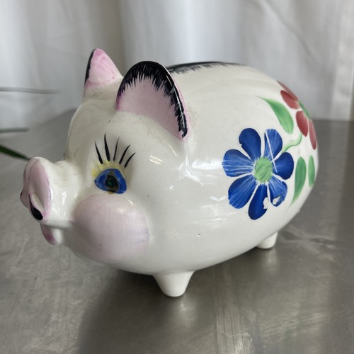 Dendan Ware Piggy Bank Hand Painted Ceramic Mid Century 1950s - Picture 2 of 6