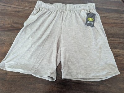 New Athletic Works Mens M (32-34) Tan Drawstring Gym Active Shorts with Pockets