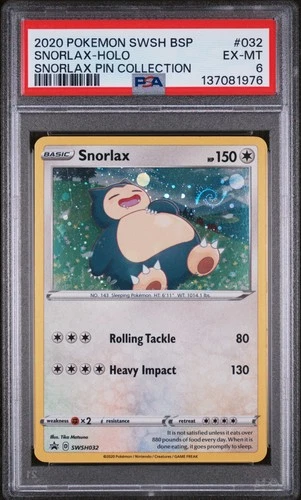 2020 POKEMON SWSH BLACK STAR PROMO SNORLAX PIN COLL #032 SNORLAX-HOLO PSA 6