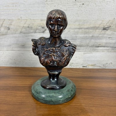 Augustus Caesar Statue, 7'' Cold Cast Bronze Sculpture, Roman Statue Marble Base