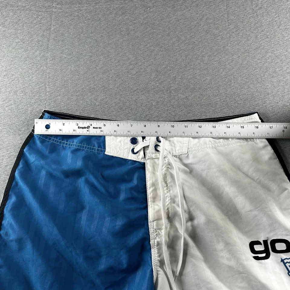 Bañador Gotcha Board Shorts Hombres 34 Azul Blanco Bloque de Color Bordado Y2K De Colección Foto 3 de 4