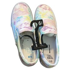 Time and Tru Womens Tie Dye Slip On Sneakers Memory Foam Pastel Multi Color 6.5