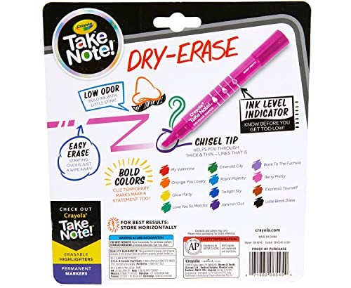 CRAYOLA DRY ERASE MARKERS 12CT TEACHER SUPPLIES CHISEL TIP WHITEBOARD 58-6545