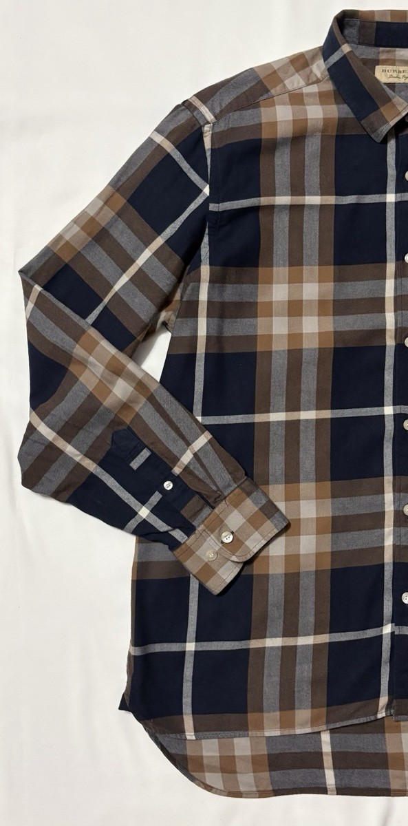 BURBERRY Flannel Shirt XXL Navy Blue 2XL | eBay