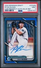 2024 Bowman Chrome Draft Ryan Sloan 1st TRUE BLUE Refractor Auto /150 PSA 9