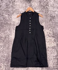 Quince 100% European Linen Linen Sleeveless Swing Dress Small Womens Black