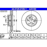 Bremsscheibe ATE 24.0125-0189.1 (2 Stk.) FüR Honda FR-V
