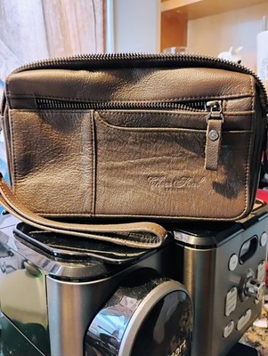 Men's Cheer Soul Leather Accessories Bag wristlet Strap Zipper Closure Brown