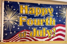 Happy 4th Of July Flag FREE USA SHIP Freedom Fireworks Party Fun Beer Sign 3x5  