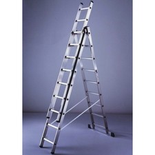 Facal Scala in Alluminio da Appoggio Cavalletto Libretto Multiuso 9 Gradini